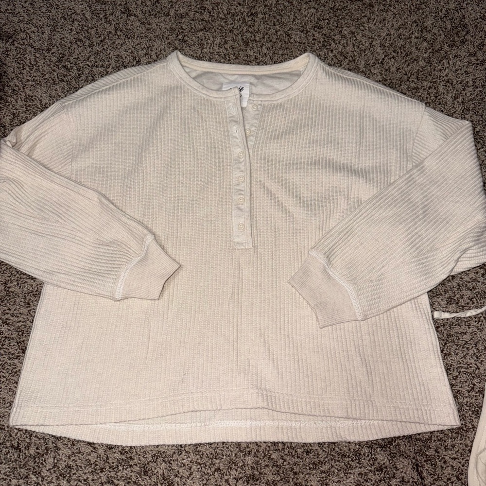 Aerie Cream Button-Front Top